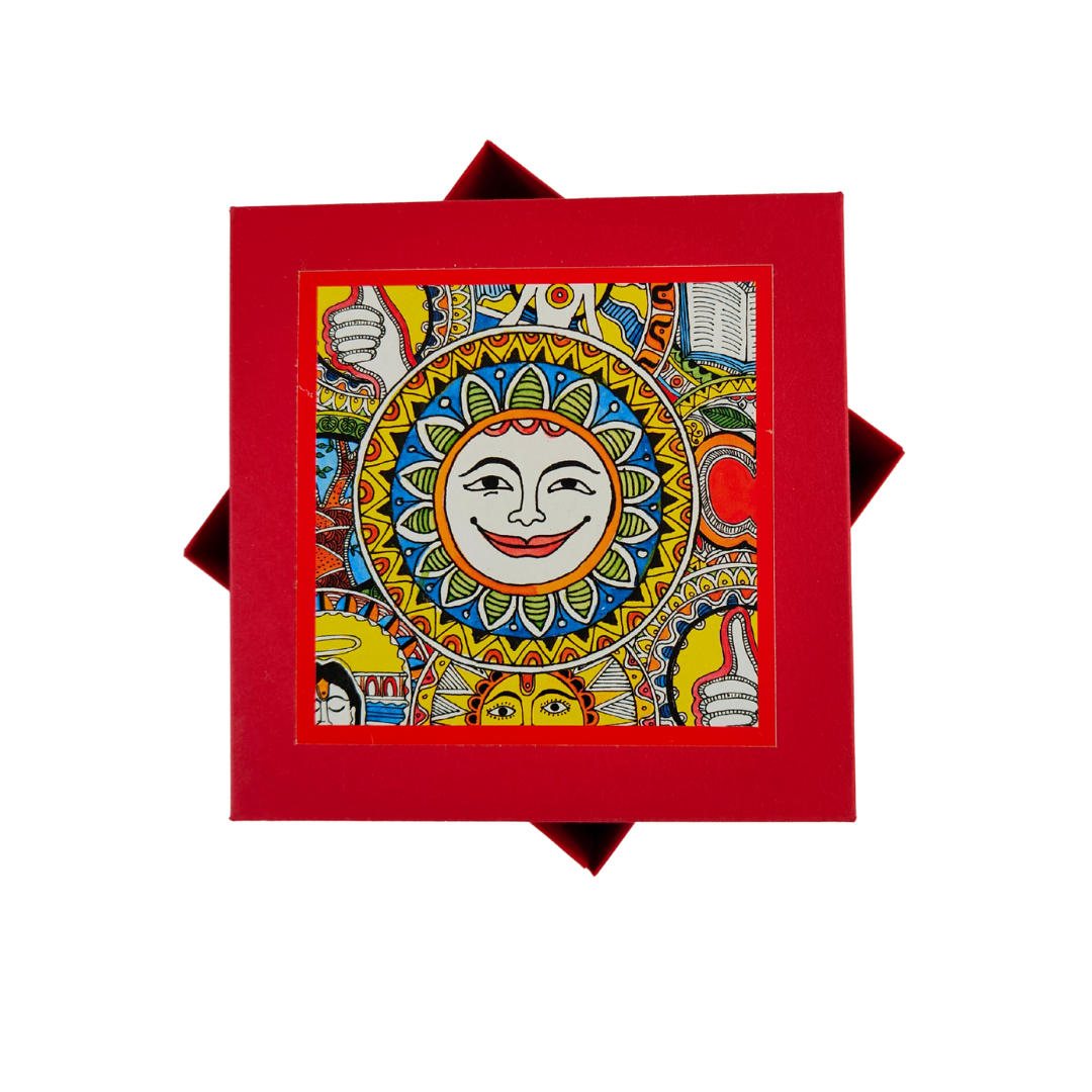 Memo and coaster gift box madhubani (2)