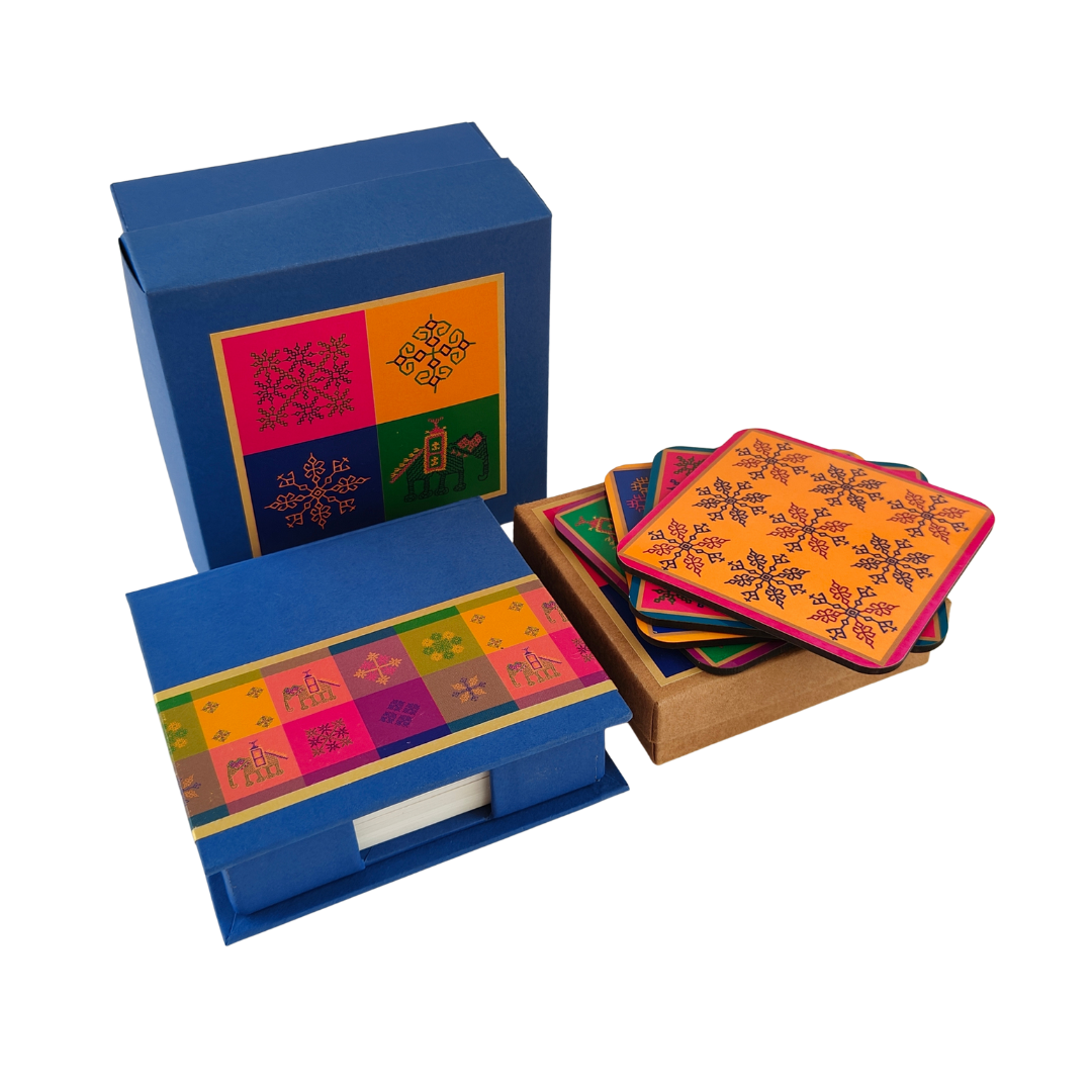 Memo box coaster gift box- kasuti